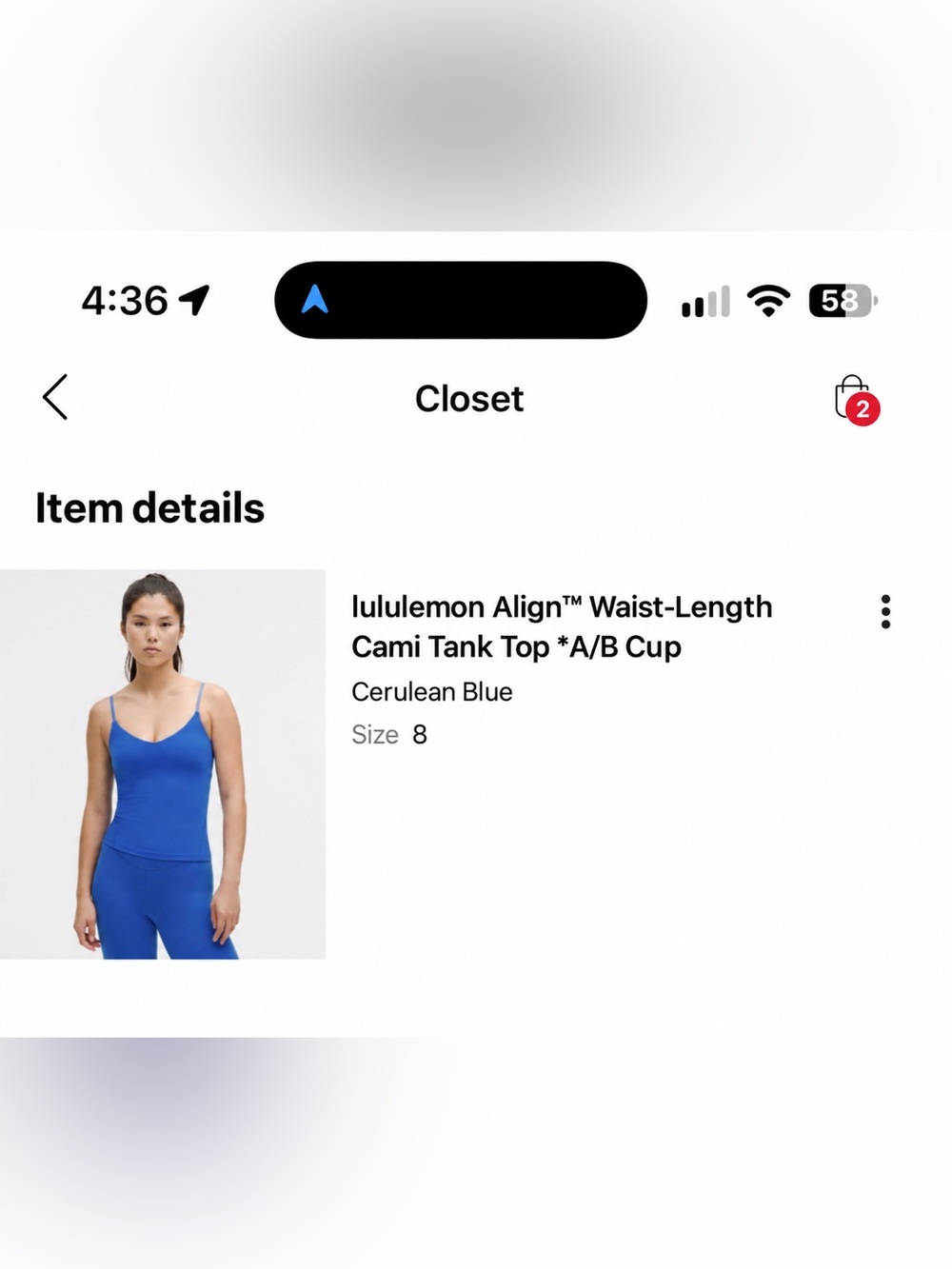 lululemon athletica Align™ Waist-Length Cami Tank Top - Cerulean Blue